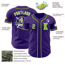 Load image into Gallery viewer, Custom Purple Neon Green-White Authentic Baseball Jersey
