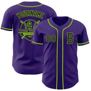 Custom Purple Black-Neon Green Authentic Baseball Jersey