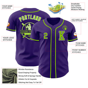 Custom Purple Neon Green-Black Authentic Baseball Jersey