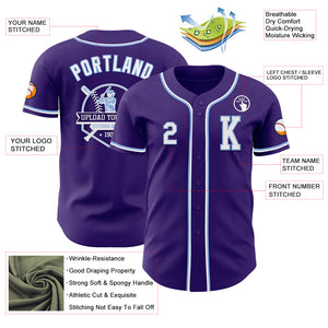 Custom Purple White-Light Blue Authentic Baseball Jersey