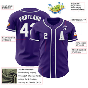 Custom Purple White-Gray Authentic Baseball Jersey