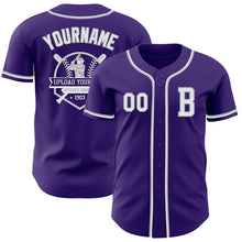 Загрузить изображение в средство просмотра галереи, Custom Purple White-Gray Authentic Baseball Jersey
