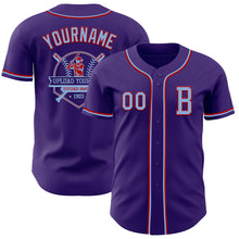 Загрузить изображение в средство просмотра галереи, Custom Purple Light Blue-Red Authentic Baseball Jersey
