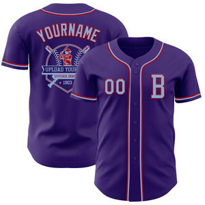 Custom Purple Light Blue-Red Authentic Baseball Jersey