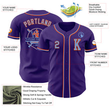 Load image into Gallery viewer, Custom Purple Electric Blue-Orange Authentic Baseball Jersey
