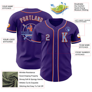 Custom Purple Electric Blue-Orange Authentic Baseball Jersey