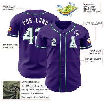 Custom Purple White-Kelly Green Authentic Baseball Jersey