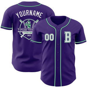 Custom Purple White-Kelly Green Authentic Baseball Jersey