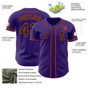 Custom Purple Black-Orange Authentic Baseball Jersey