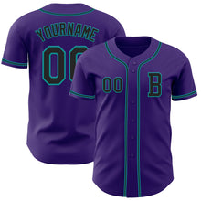 Load image into Gallery viewer, Custom Purple Black-Teal Authentic Baseball Jersey
