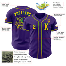 Load image into Gallery viewer, Custom Purple Yellow-Kelly Green Authentic Baseball Jersey
