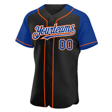 Загрузить изображение в средство просмотра галереи, Custom Black Royal-Orange Authentic Raglan Sleeves Baseball Jersey
