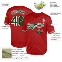 Загрузить изображение в средство просмотра галереи, Custom Red Green-White Mesh Authentic Throwback Baseball Jersey
