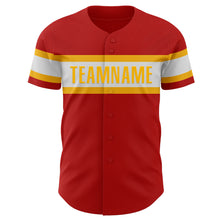 Load image into Gallery viewer, Custom Red White-Gold Authentic Baseball Jersey
