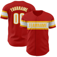 Load image into Gallery viewer, Custom Red White-Gold Authentic Baseball Jersey
