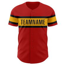 Load image into Gallery viewer, Custom Red Black-Gold Authentic Baseball Jersey
