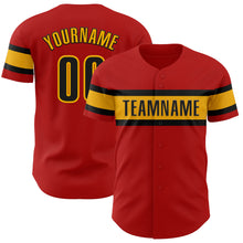 Load image into Gallery viewer, Custom Red Black-Gold Authentic Baseball Jersey
