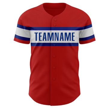 Custom Red Black-Royal Authentic Baseball Jersey