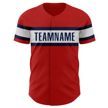 Load image into Gallery viewer, Custom Red Black-Navy Authentic Baseball Jersey
