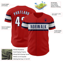 Load image into Gallery viewer, Custom Red Black-Navy Authentic Baseball Jersey
