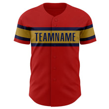 Load image into Gallery viewer, Custom Red Black-Old Gold Authentic Baseball Jersey
