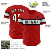 Load image into Gallery viewer, Custom Red White-Black Authentic Baseball Jersey
