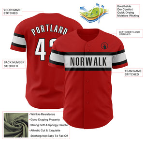 Custom Red White-Black Authentic Baseball Jersey