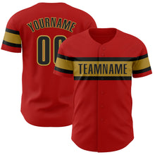 Load image into Gallery viewer, Custom Red Black-Old Gold Authentic Baseball Jersey
