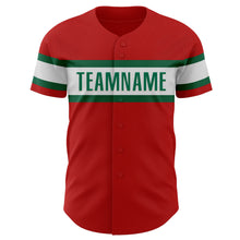 Load image into Gallery viewer, Custom Red White-Kelly Green Authentic Baseball Jersey
