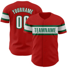 Load image into Gallery viewer, Custom Red White-Kelly Green Authentic Baseball Jersey
