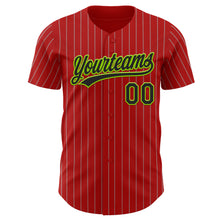 Charger l&#39;image dans la galerie, Custom Red Gray Pinstripe Black-Neon Green Authentic Baseball Jersey
