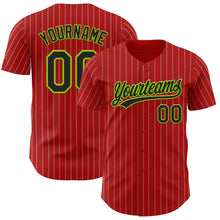 Charger l&#39;image dans la galerie, Custom Red Gray Pinstripe Black-Neon Green Authentic Baseball Jersey
