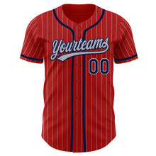 Charger l&#39;image dans la galerie, Custom Red Gray Pinstripe Navy Authentic Baseball Jersey
