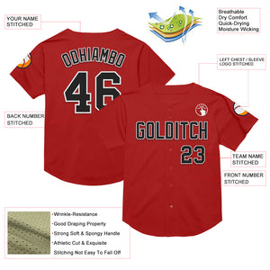 Custom Red Black-White Mesh Authentic Throwback Baseball Jersey