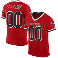 Laden Sie das Bild in den Galerie-Viewer, Custom Red Black-White Mesh Authentic Throwback Football Jersey
