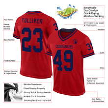 Charger l&#39;image dans la galerie, Custom Red Navy Mesh Authentic Throwback Football Jersey
