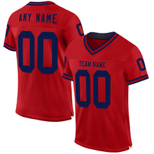 Charger l&#39;image dans la galerie, Custom Red Navy Mesh Authentic Throwback Football Jersey
