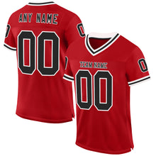 Загрузить изображение в средство просмотра галереи, Custom Red Black-White Mesh Authentic Throwback Football Jersey
