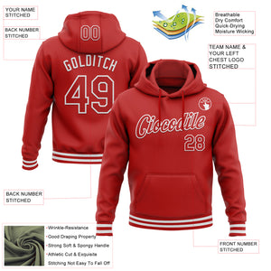 Custom Stitched Red White Sports Pullover Sweatshirt Hoodie