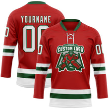 Загрузить изображение в средство просмотра галереи, Custom Red White-Green Hockey Lace Neck Jersey
