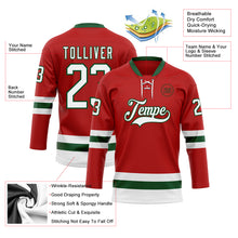 Загрузить изображение в средство просмотра галереи, Custom Red White-Green Hockey Lace Neck Jersey
