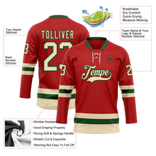 Загрузить изображение в средство просмотра галереи, Custom Red Cream-Green Hockey Lace Neck Jersey
