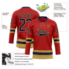 Загрузить изображение в средство просмотра галереи, Custom Red Navy-Old Gold Hockey Lace Neck Jersey
