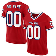 Загрузить изображение в средство просмотра галереи, Custom Red White-Navy Mesh Authentic Throwback Football Jersey
