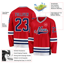 Laden Sie das Bild in den Galerie-Viewer, Custom Red Navy-White Hockey Jersey
