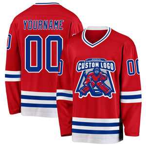 Custom Red Royal-White Hockey Jersey