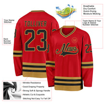 Laden Sie das Bild in den Galerie-Viewer, Custom Red Black-Old Gold Hockey Jersey
