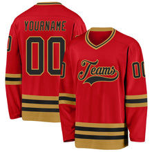 Laden Sie das Bild in den Galerie-Viewer, Custom Red Black-Old Gold Hockey Jersey
