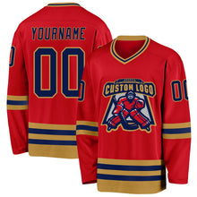 Laden Sie das Bild in den Galerie-Viewer, Custom Red Navy-Old Gold Hockey Jersey
