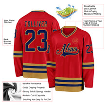 Laden Sie das Bild in den Galerie-Viewer, Custom Red Navy-Old Gold Hockey Jersey
